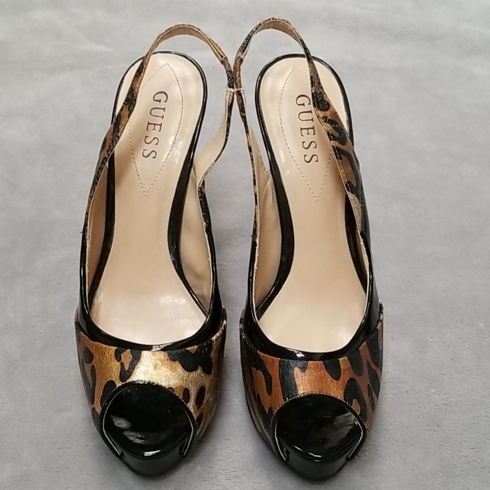 Guess Sling-back Open toe Cheetah Heels